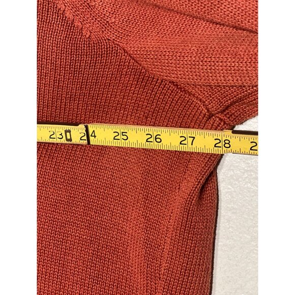 Tahari 3X Open Front Cardigan Duster Rust Hooded Sweater Pockets Cotton/Poly - Picture 11 of 13